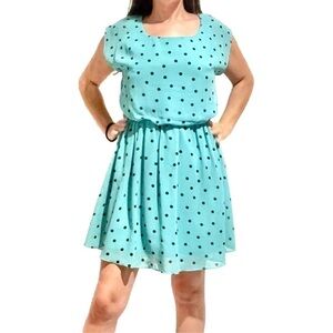 Bcx Polka Dot Midi Dress Robins Egg Blue